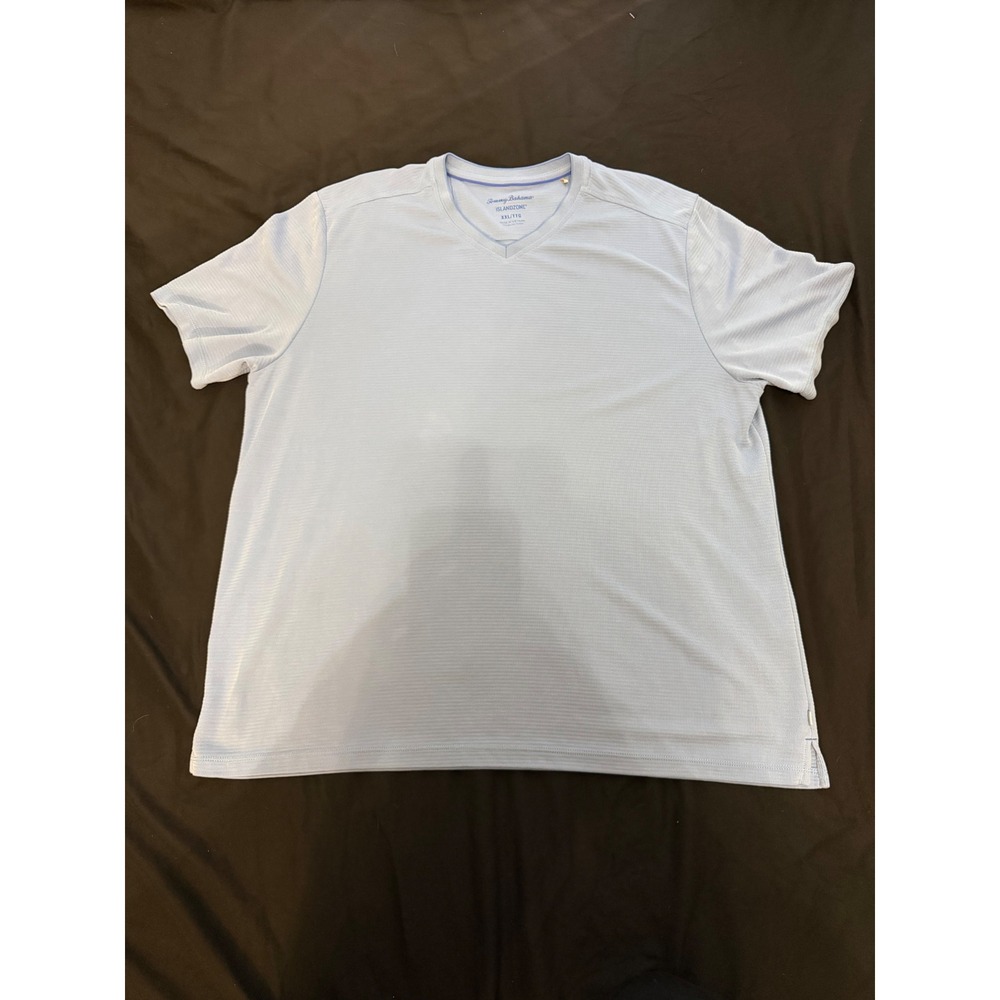 Tommy Bahama IslandZone Mens XXL Light Blue V-Neck Textured Knit T-Shirt